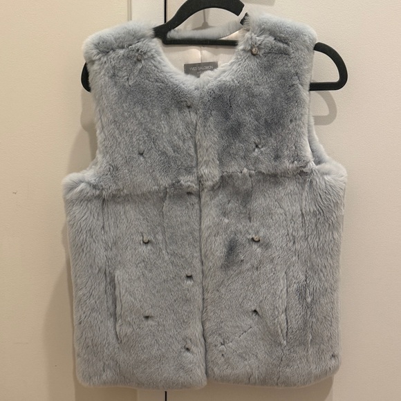 Yves Salomon Other - Yves Salomon Rabbit Fur Vest in Light Blue with Pearls
